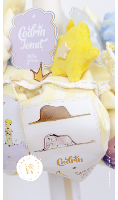 Lumanare de botez pentru baieti cu Micul Print, 65x4 cm, Le petit prince 2